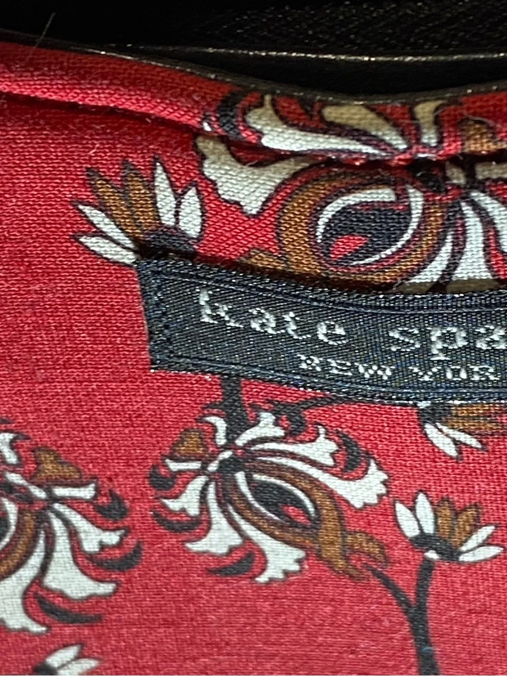 kate spade Red Floral-Print Shoulder Bag with Black Strap